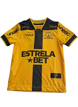 Camisa Jogo 4 Criciúma Com Patrocínio 2025 Amarela e Preta Infanto Juvenil Volt