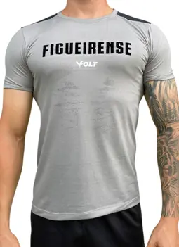 Camisa Concentração Atleta Figueirense Masculino Cinza e Preto Volt