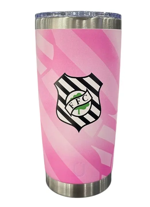 Copo Térmico Com Tampa Gluck 591 Ml Figueirense Rosa