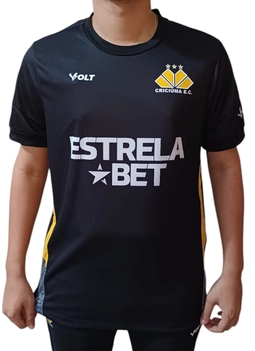Camisa Treino Goleiro Criciúma Esporte Clube Masculina Preta Volt
