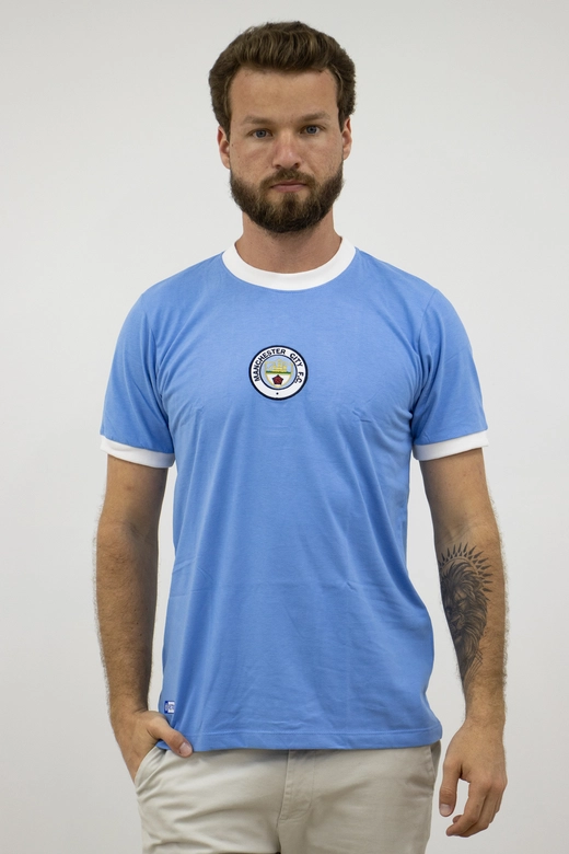 Camisa Manchester City Retrô 1972 Nº 10 Azul