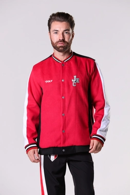 Jaqueta College Anos 90 JEC Masculina Preto e Vermelho Volt