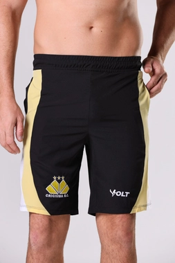 Bermuda Anos 90 Criciúma Esporte Clube Masculina Preto e Amarelo Volt