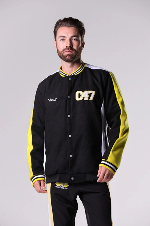 Jaqueta College Anos 90 Criciúma Esporte Clube Masculina Preto e Amarelo Volt