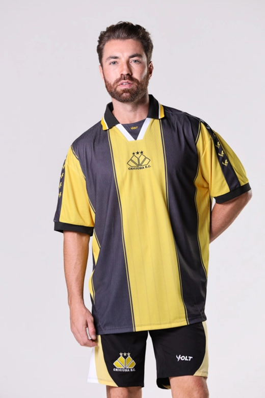 Camisa Anos 90 Criciúma Esporte Clube Masculina Preto e Amarelo Volt