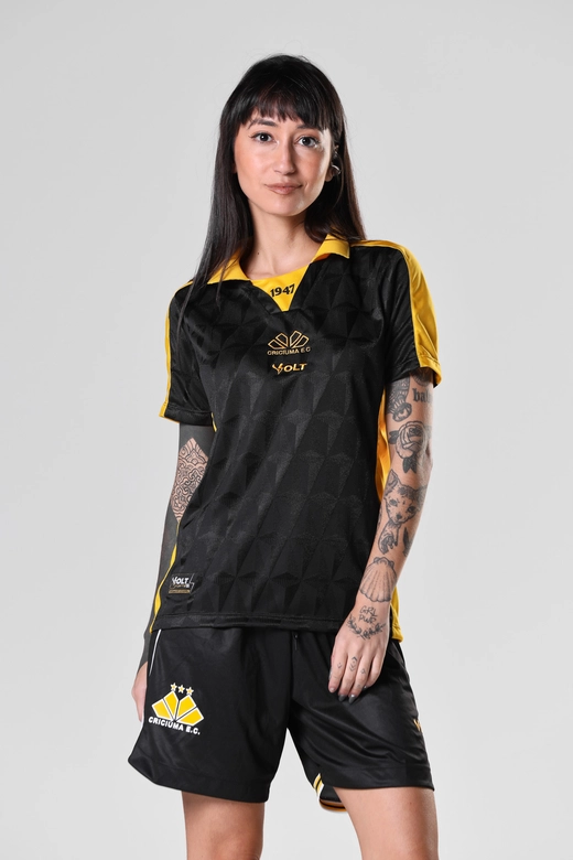 Camisa Jogo 3 2025 Sem Patrocínio Criciúma Esporte Clube Feminino Preta Volt