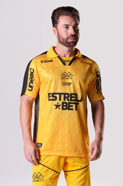 Camisa Goleiro 3 2025 Com Patrocínio e Número Criciúma Esporte Clube Masculina Amarela Volt
